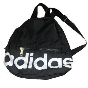 ADIDAS Unisex Linear MINI Backpack White Black 10” H x 11” W x 4”D GOLD ZIP